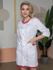 Халат женский Симпл-003 (тк.Смесовая,120) MedLine, белый/красный